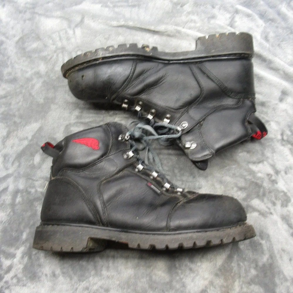 Red Wing Work Boots Mens‎ 10 D Black 971 Leather Waterproof Steel Toe Lace-Up